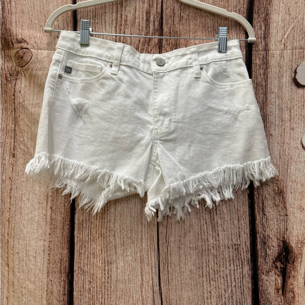 Women's White Frayed Denim Shorts